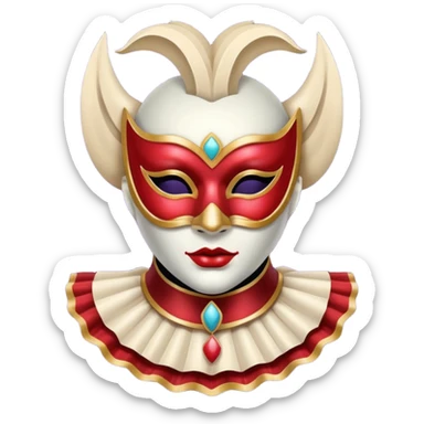 circus masked performer portrait, head and shoulders only, elegant carnival mask, dramatic costume collar, mysterious expression, 3D cartoon, mobile game icon style, clean background, no text, no watermark sticker