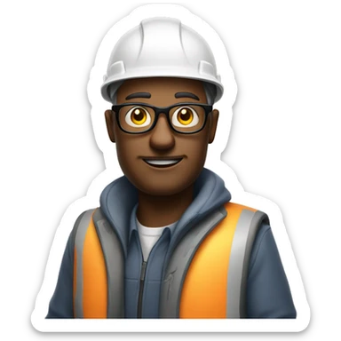 cool dude with glasses on as a builder smoking sticker