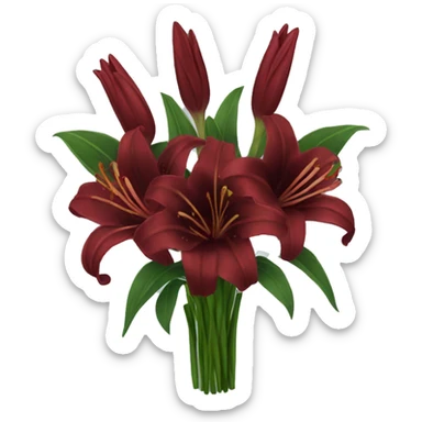 Dark red bouquet of lilies  sticker