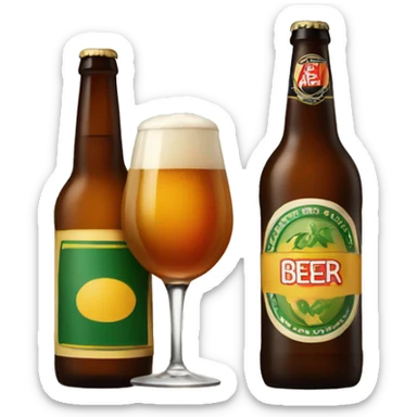 a beer and a wine bottle sticker