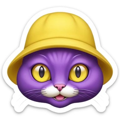 dark purple alien cat with no fur and yellow hat sticker