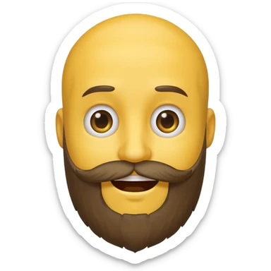 A yellow smiley emoji with a beard growing out of the top of his head sticker