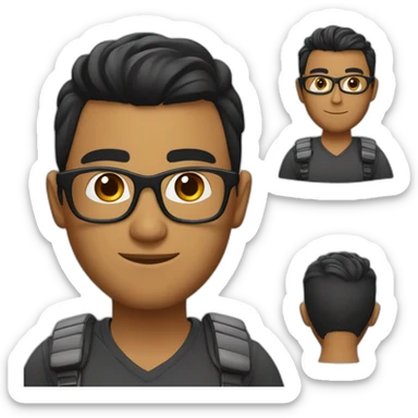 chico con cabello corte buzz, de tes morena con gafas para ver  sticker