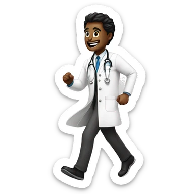 doctor running to the right black and white sticker