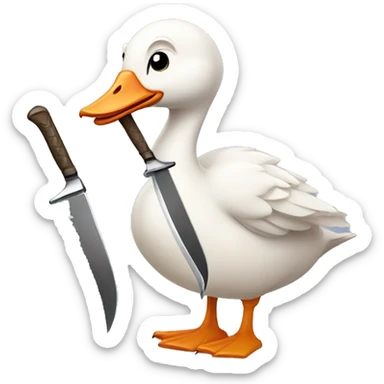 a goose holding two knives sticker