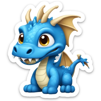 Blue cute cartoon working dragon with murmur sticker