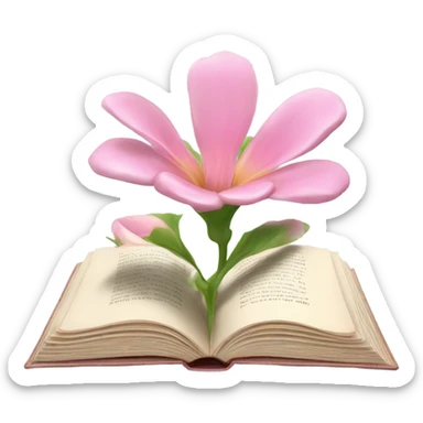 Realistic Open book with light pink flower inside sticker