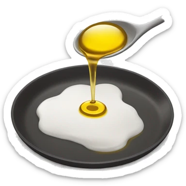 pouring oil from a spoon, dressing a plate sticker