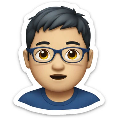 Asian boy with dark blue glasses and he is chubby sticker