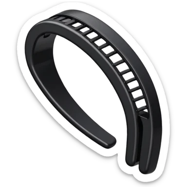 a curved hair accessory with teeth on both sides that hinge together, designed to secure hair in a vertical ponytail sticker
