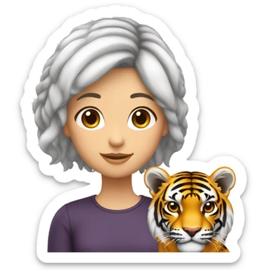 Fille cheveux blanc et oreille de tigre  sticker