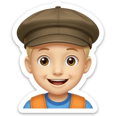 Un niño con gorra riendo sticker