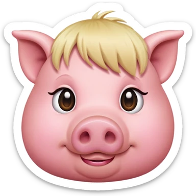 pig with blonde fringe sticker