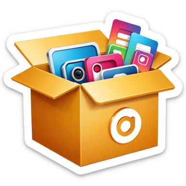 a box open with swipe files inside and instagram logo on the box sticker