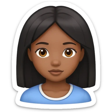 Black girl with fair skin, round face, and straight hair sticker