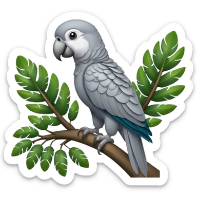 gray parrot on tree sticker