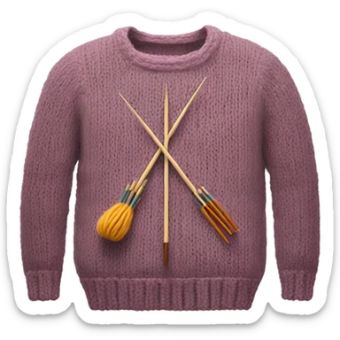 half knit sweater with knitting needles sticker