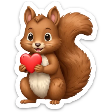 cheerful squirrel holding a heart, emoji style sticker