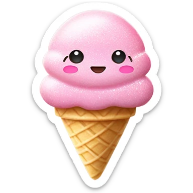 Pink mochi ice cream with glitter  sticker