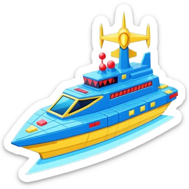 a galaga ship in a pixellated 1980s retro video game style sticker