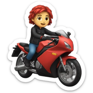 Adolescent de 14ans sur une moto rouge et noir sticker