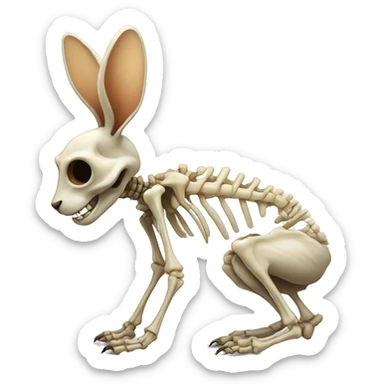 A full-length rabbit skeleton with crosses over its eyes sticker