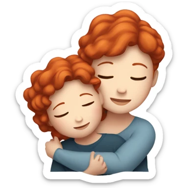 Red hair white lady cuddling son  sticker