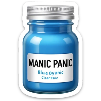 jar of blue hair dyed labeled manic panic sticker