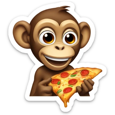 A monkey eating pizza sticker