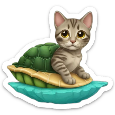 Un chaton sur un tortue sticker