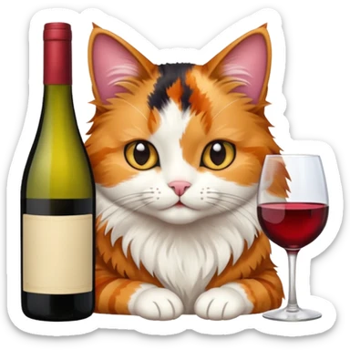 cat with wine sticker