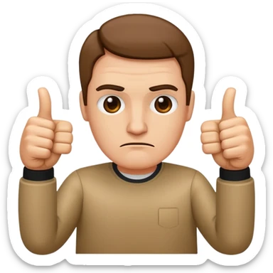 Straight face with 2 thumbs down sticker