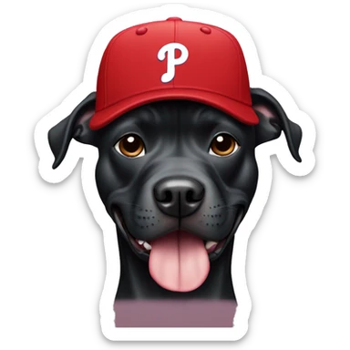 Black pitbull wearing a Phillies hat  sticker