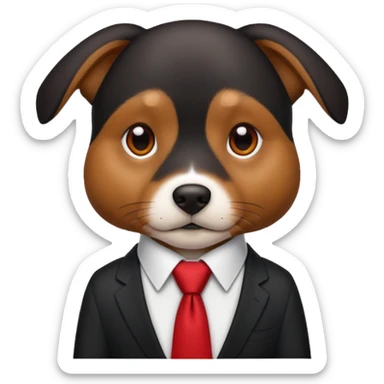 black brown dog with red tie,white shirt sticker