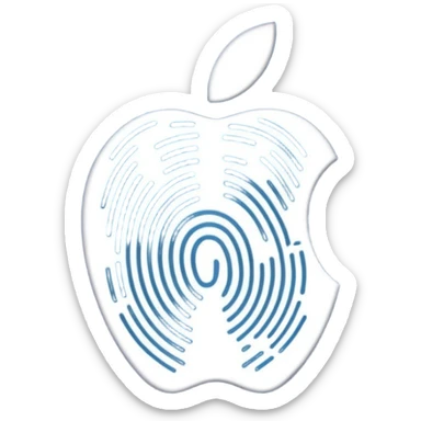 3D render of Fingerprint, forensic investigation aesthetic, sterile clinical lighting, cool blue undertones, sharp high-contrast details, professional clean look, Apple emoji style, isolated on white background --v 6.0 sticker