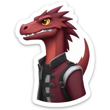 Cool edgy badass modern Maroon sergal-raptor-Charmeleon with darker mane sticker