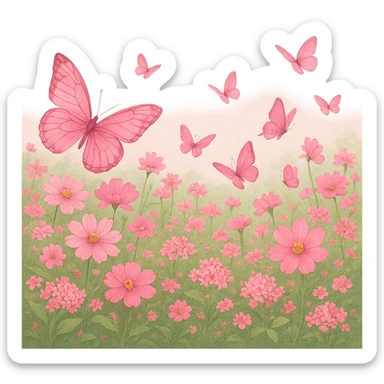pink butterfly garden sticker