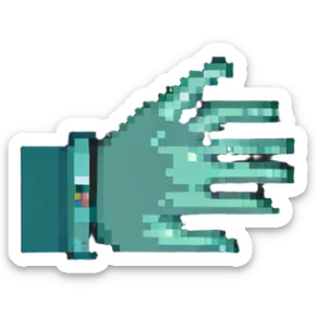 pixel art of hands showing the pasha technique, minimal and recognizable sticker