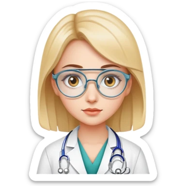 Girl doctor wearing eyes lenses sticker