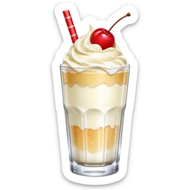 Japanese Cream soda clear glass with ice and vanila + cherry on top sticker