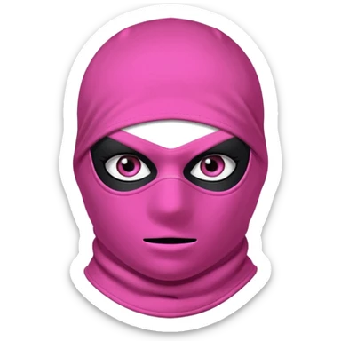 gangster style balaclava pink in colour with eyes showing through the eye holes of the balaclava with beautiful eyelashes on  sticker