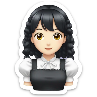 anime maid, black hair sticker