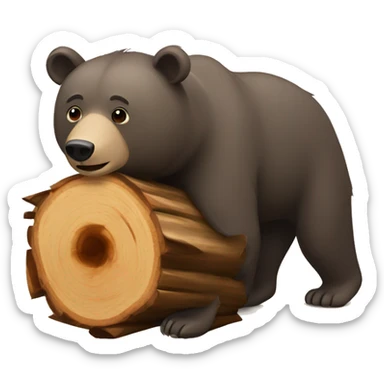 bear (animal) carrying log sticker