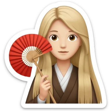 long haired folding fan holder sticker