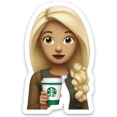Blonde girl with starbucks cup in hand sticker