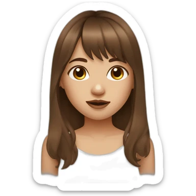 a girl with brown hair and bangs and a septum ring in her nose sticker