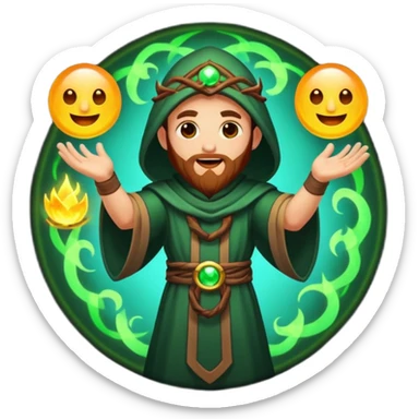 druid character summoning glow circle excited sticker