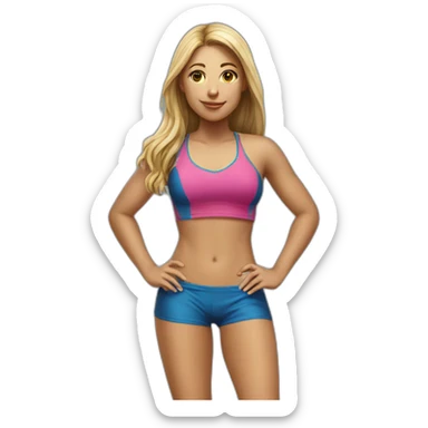 realistic beachvolley girl full body posing sticker