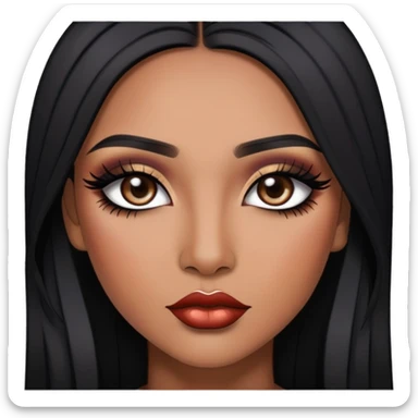 indian girl, brown skin, long black hair, underneath colored hair, baddie,pretty, makeup, lipliner, black eyeliner, sticker