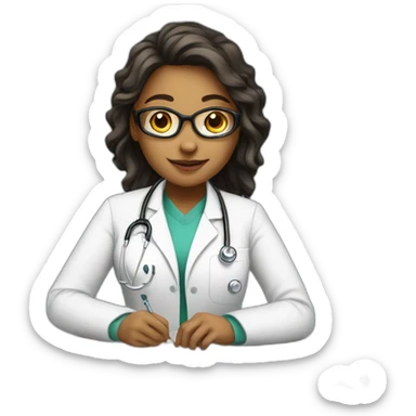 medical student girl who is studying in her room sticker